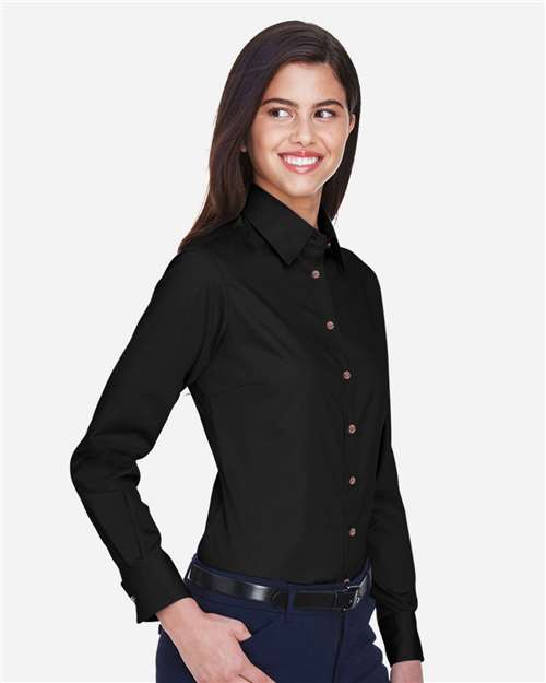 Harriton Women's Easy Blend™ Long Sleeve Twill Dress Shirt with Stain-Release M500W