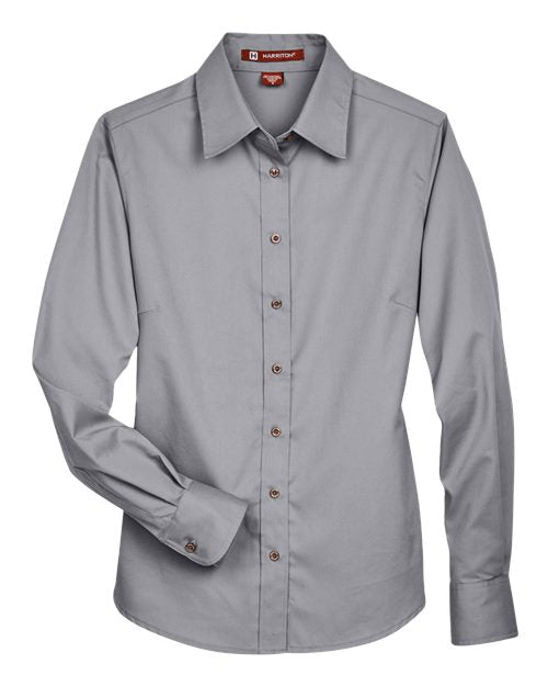 Harriton Women's Easy Blend™ Long Sleeve Twill Dress Shirt with Stain-Release M500W