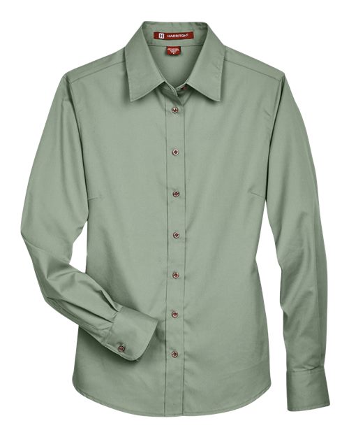 Harriton Women's Easy Blend™ Long Sleeve Twill Dress Shirt with Stain-Release M500W