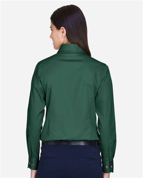 Harriton Women's Easy Blend™ Long Sleeve Twill Dress Shirt with Stain-Release M500W