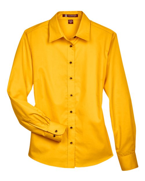 Harriton Women's Easy Blend™ Long Sleeve Twill Dress Shirt with Stain-Release M500W