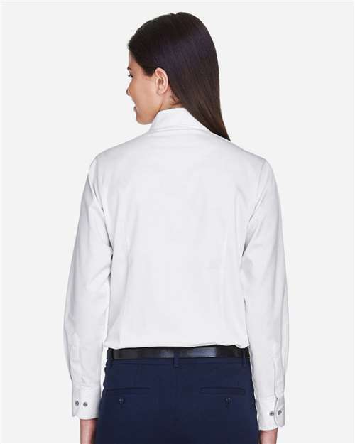 Harriton Women's Easy Blend™ Long Sleeve Twill Dress Shirt with Stain-Release M500W