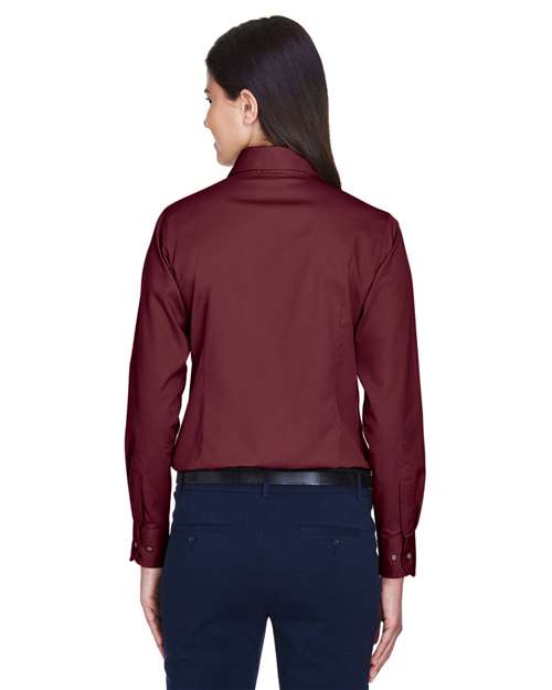Harriton Women's Easy Blend™ Long Sleeve Twill Dress Shirt with Stain-Release M500W