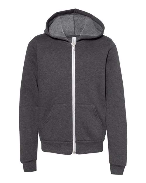 BELLA + CANVAS Youth Sponge Fleece Full-Zip Hoodie Sweatshirt 3739Y